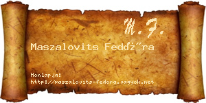 Maszalovits Fedóra névjegykártya